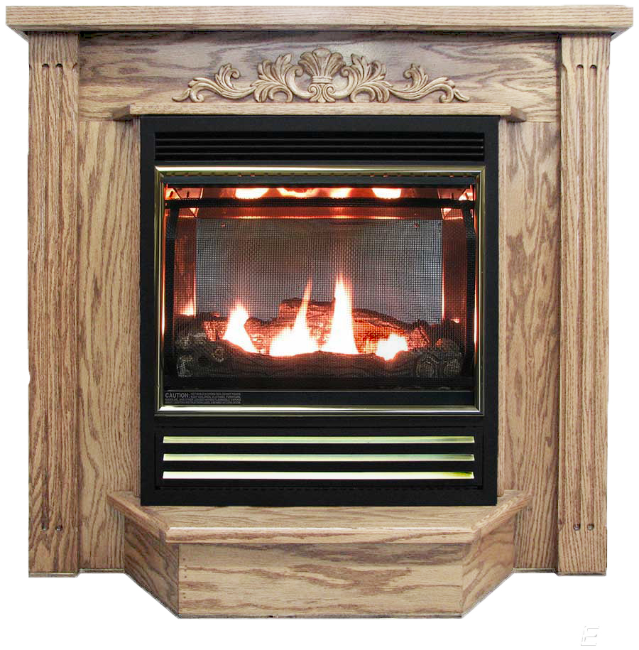 Buck Stove Model 1127 Vent Free Gas Fireplace with Deluxe Mantel 37